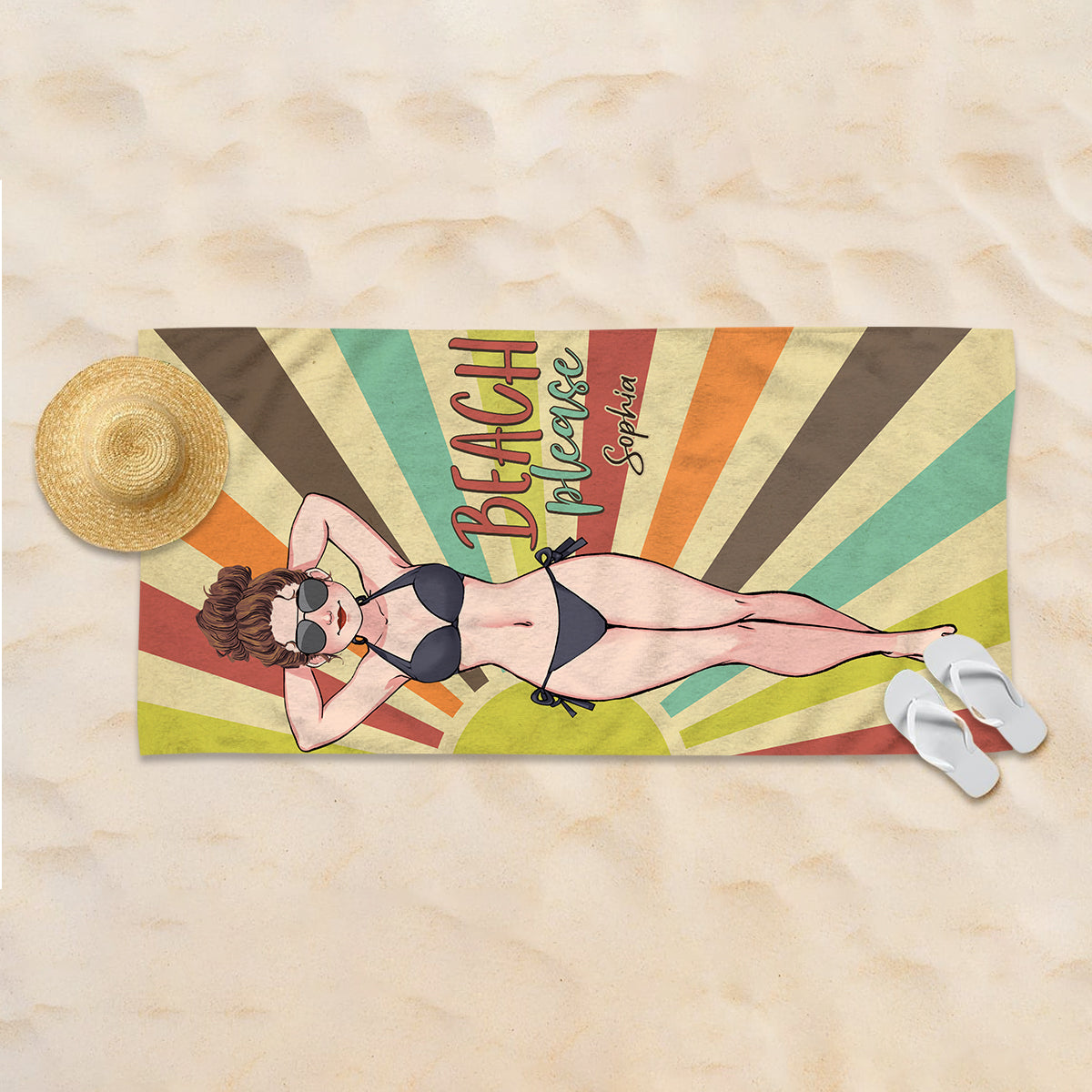 Toujours en vacances - Cadeau pour les amoureux de la mer : serviette de plage personnalisée pour une amie, une sœur, une petite amie, une épouse ou une maman