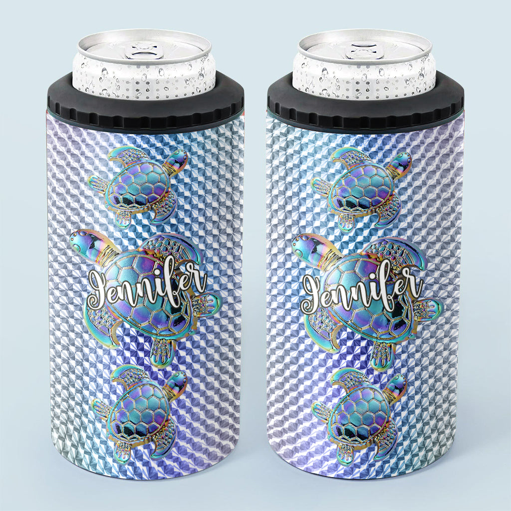 Salty Lil Beach - Refroidisseur de canettes personnalisé en forme de tortue