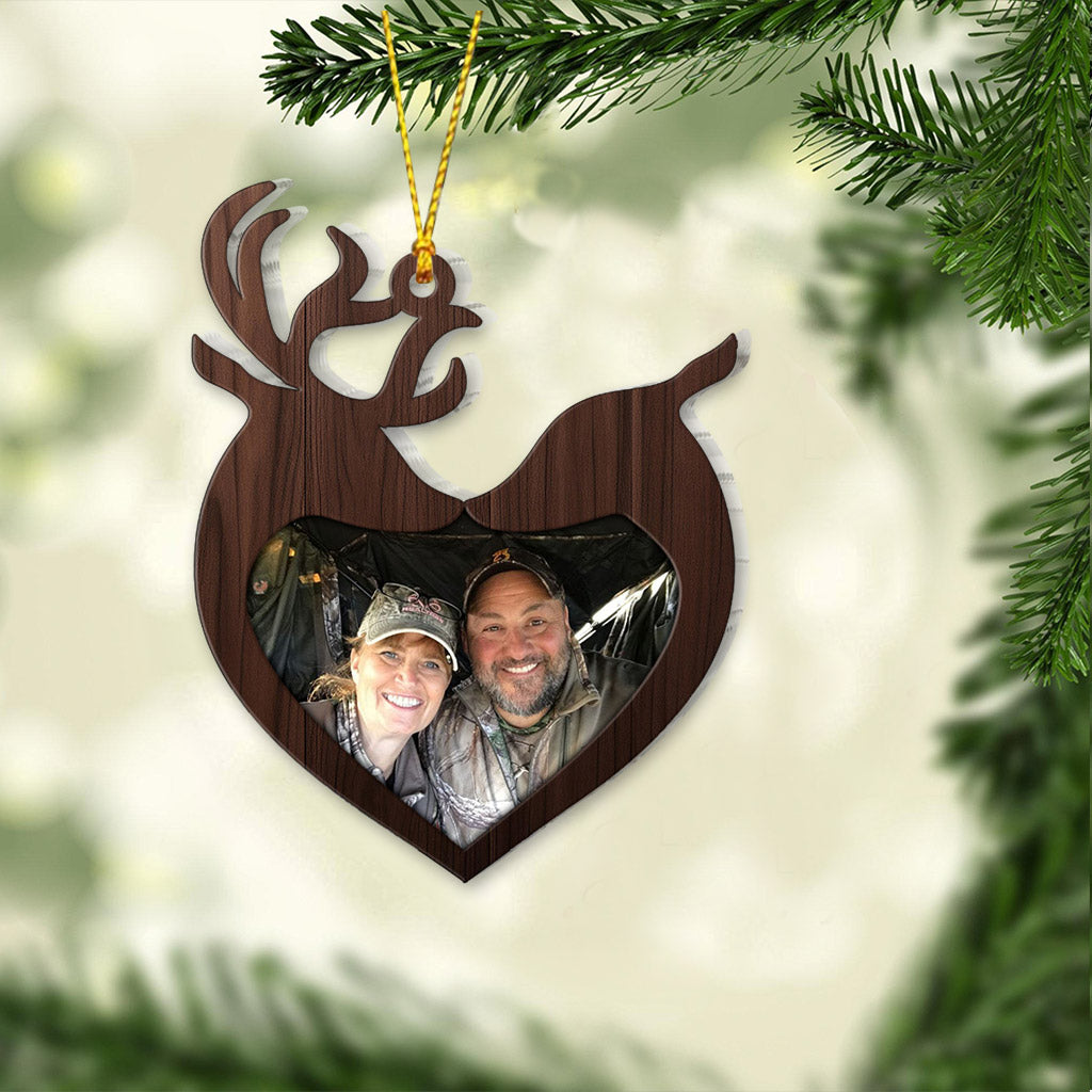 Décoration de Noël humoristique sur le thème de la pêche avec photo intégrée - Cadeau de chasse pour petite amie, petit ami, mari, femme - Ornement personnalisé
