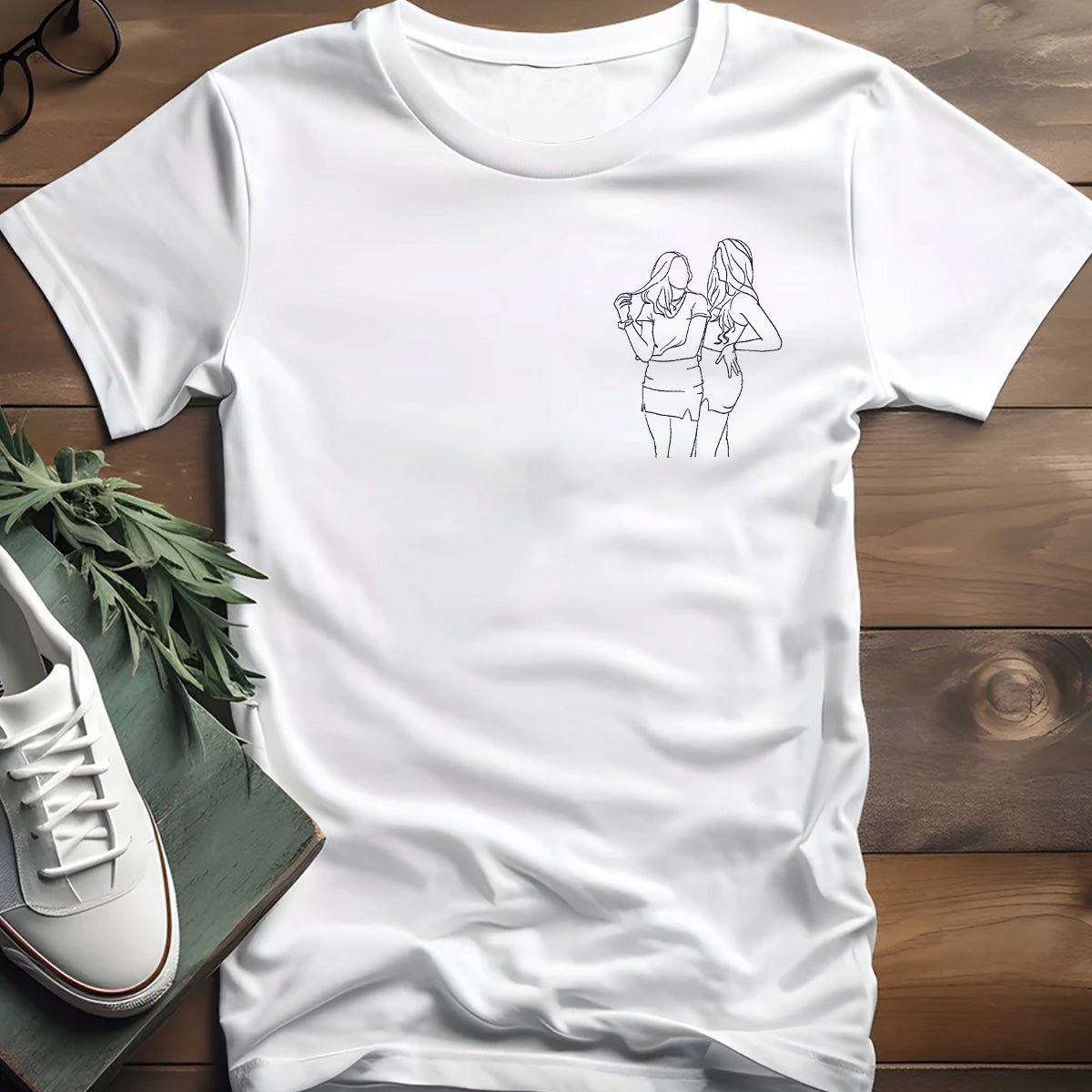 T-shirt brodé personnalisé pour fille - Motifs au trait