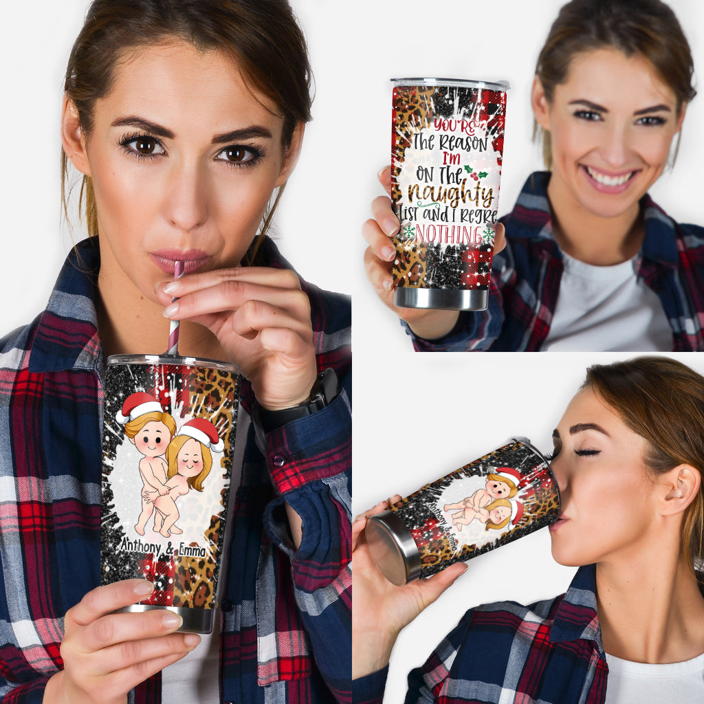 I'm On The Naughty List - Personalized Couple Tumbler