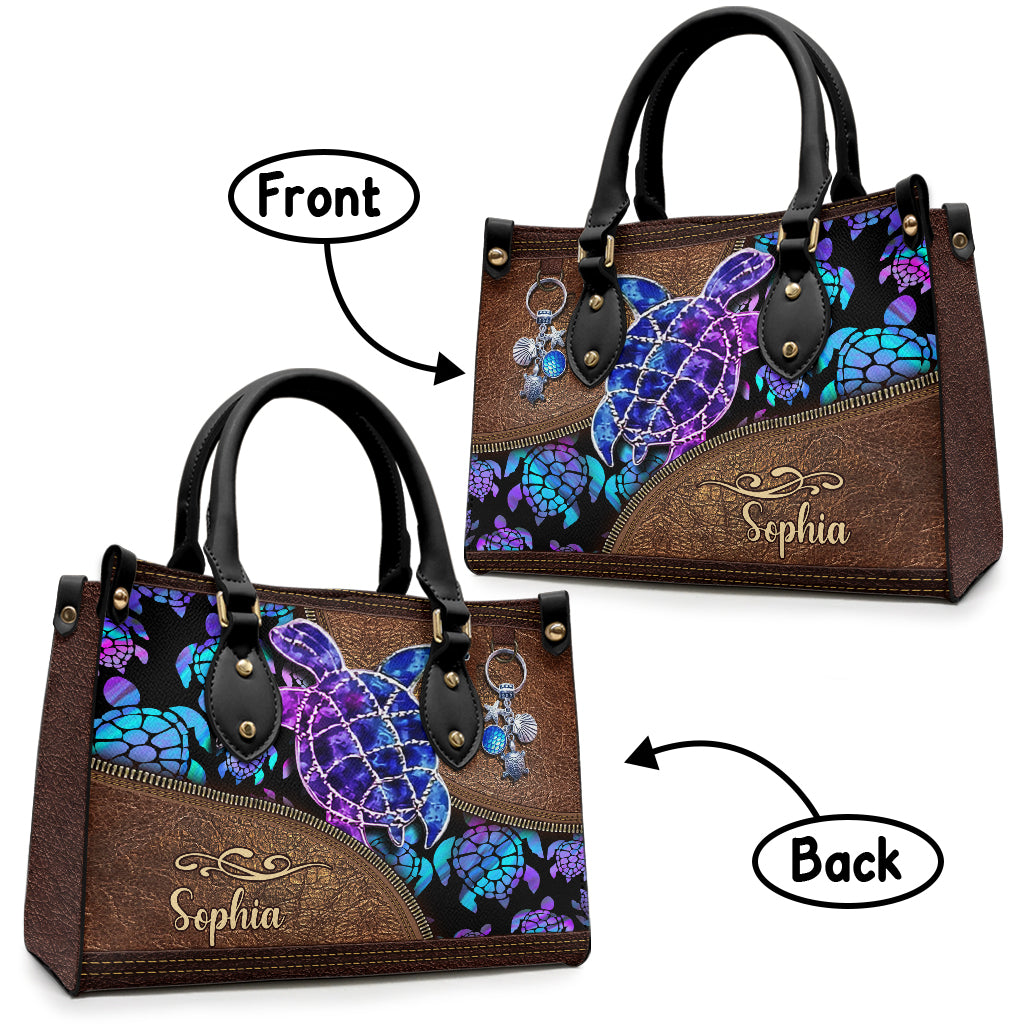 Salty Lil' Beach - Personalized Turtle Leather Handbag