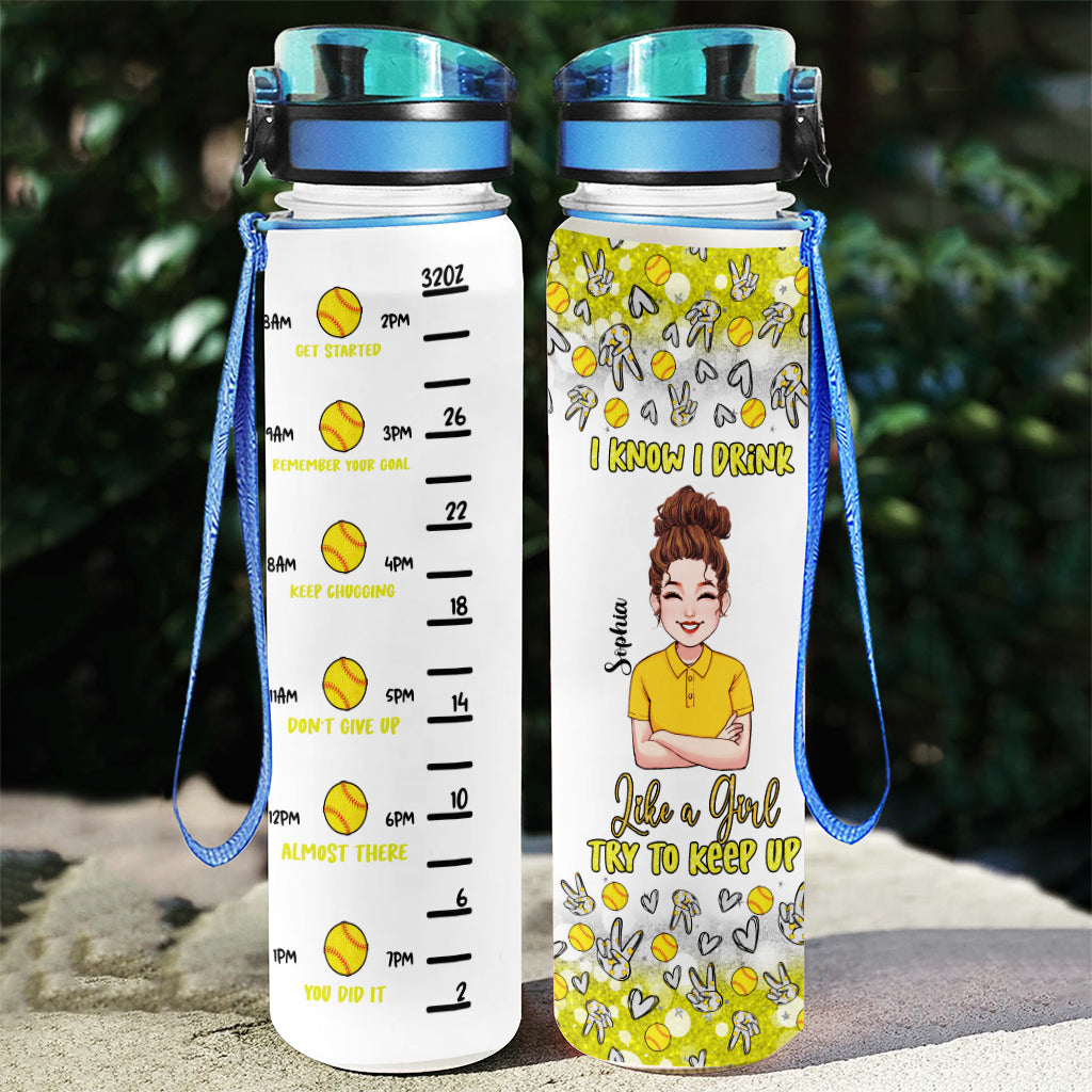 Comme une fille, essaie de suivre le rythme - Gourde personnalisée pour le softball