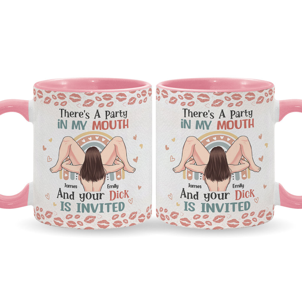 « J’ai la fête dans la bouche » - Mug personnalisé pour couple