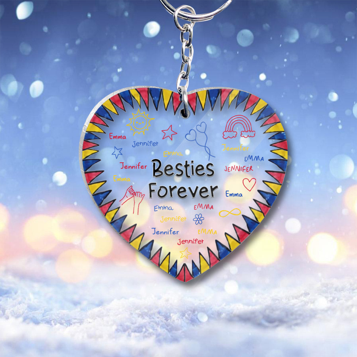 Meilleures amies pour toujours - Cadeau pour une amie - Porte-clés transparent personnalisé