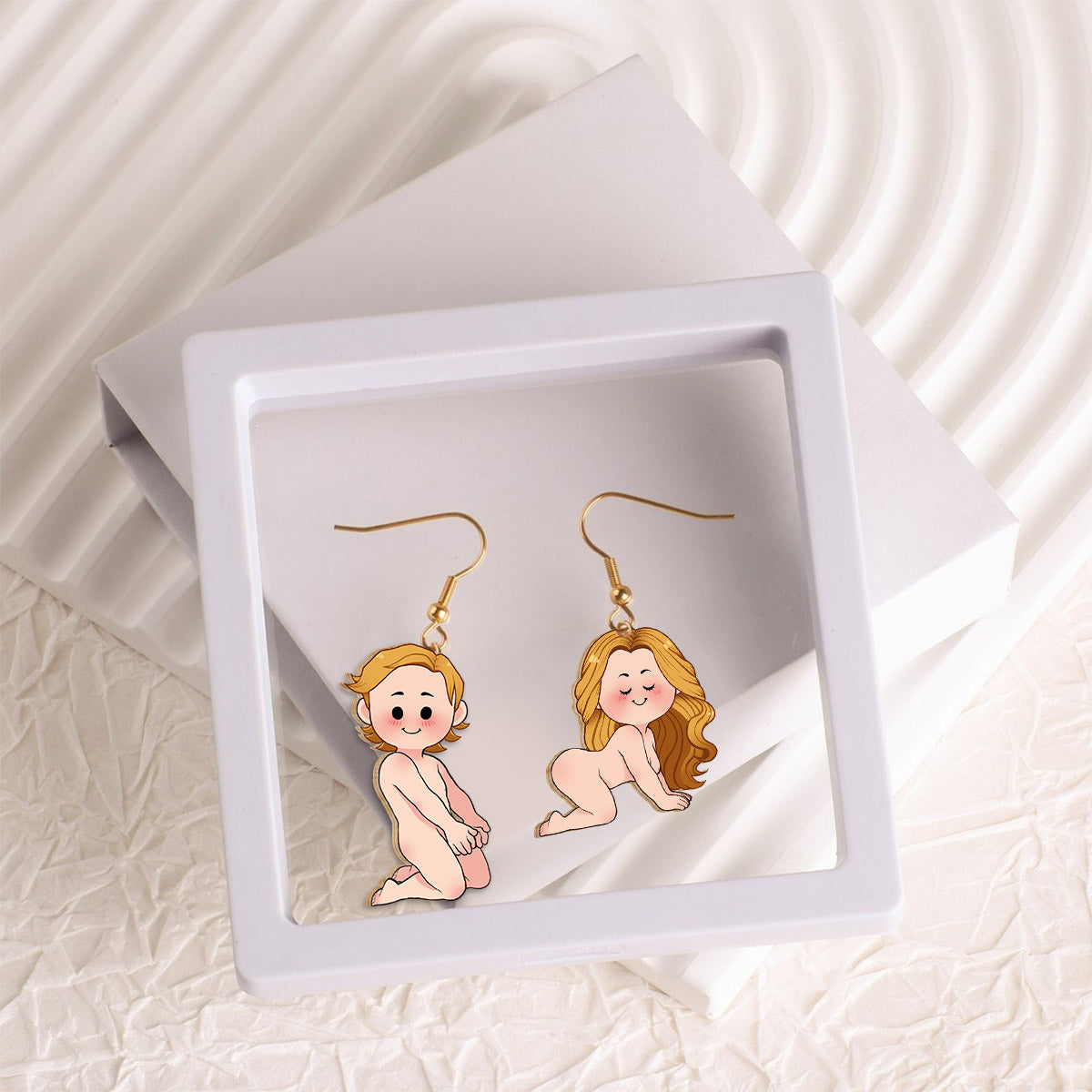 Funny Couple - gift for husband, wife, boyfriend, girlfriend - Personalized Wooden Earrings