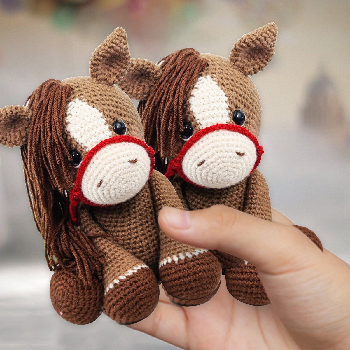 Ride With Me - Personalized Horse Hand Knitted Figurine