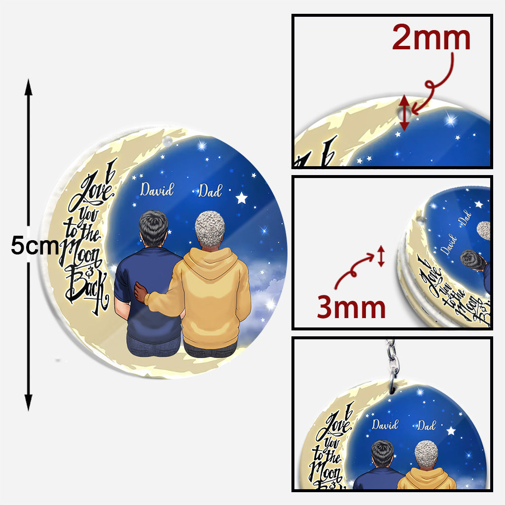 Aller et revenir de la Lune - Cadeau pour grand-mère, maman, papa, grand-père - Porte-clés personnalisé
