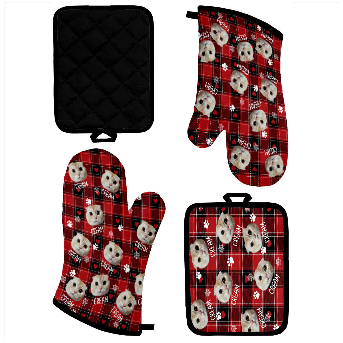 Couverture photo personnalisée pour animaux de compagnie - Cadeau idéal pour les amoureux des chats et des chiens - Ensemble de gants de cuisine et maniques personnalisés