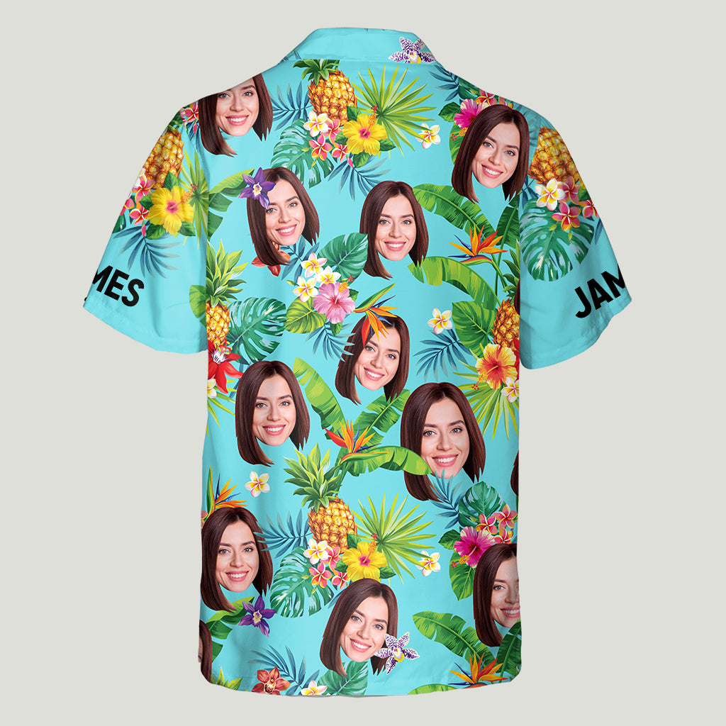 Chemise hawaïenne personnalisée « Amoureux de la mer » - Fleurs tropicales