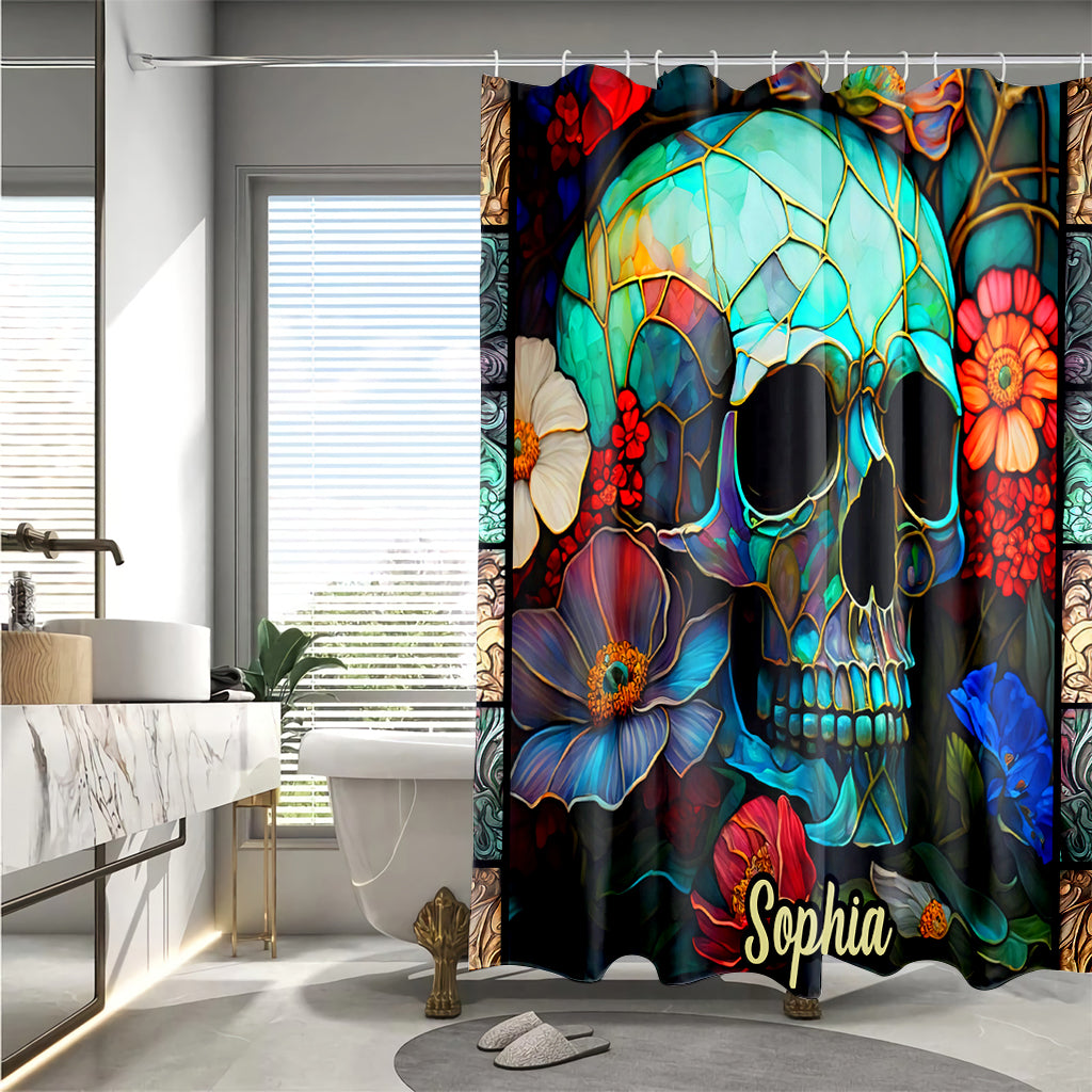 Floral Skull - Personalized Skull Shower Curtain