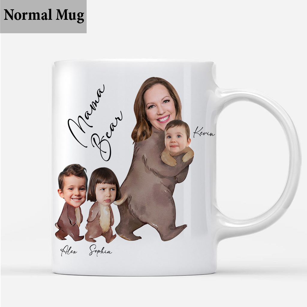 Mug personnalisé « Maman Ours » avec photo aquarelle - Mug personnalisé pour maman