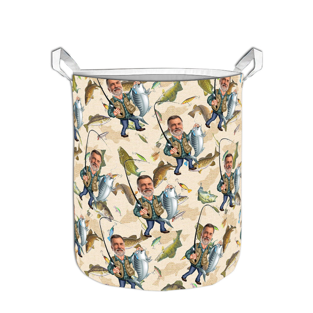 Panier de rangement de pêche personnalisé avec photo humoristique - Panier de rangement de pêche humoristique