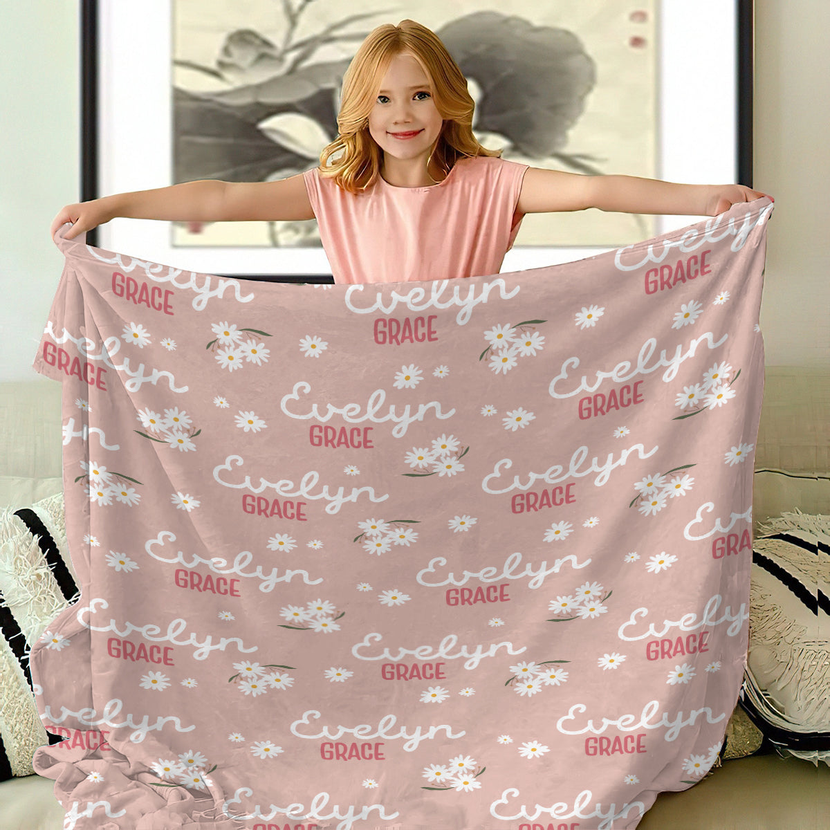 Couverture personnalisée Daisy avec prénom - Couverture pour fille