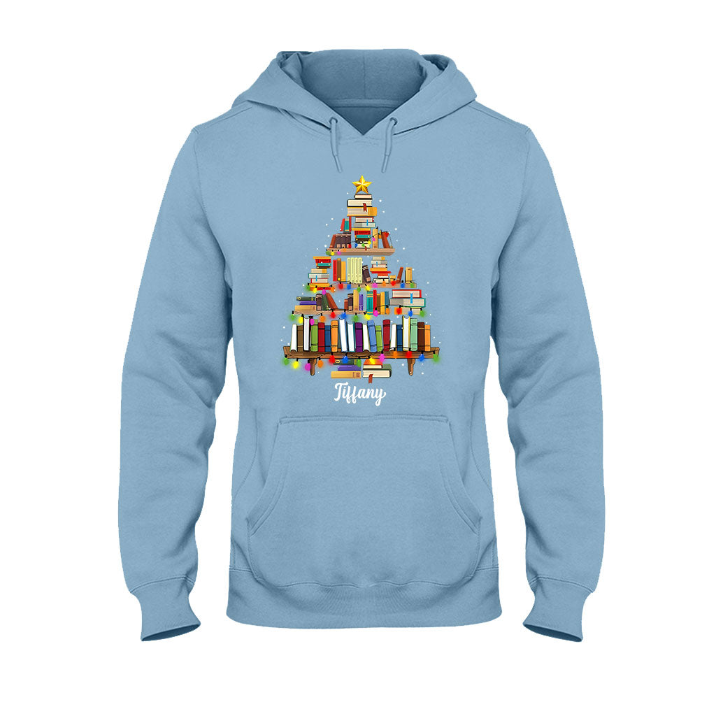 Sapin de Noël en forme de livre - T-shirt et sweat à capuche personnalisés avec motif de livres