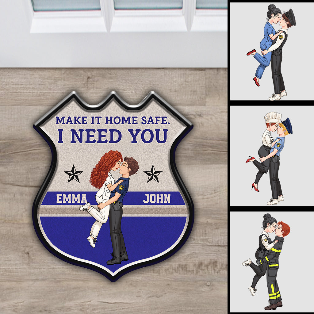 Make It Home Safe - Personalized Couple Shaped Doormat