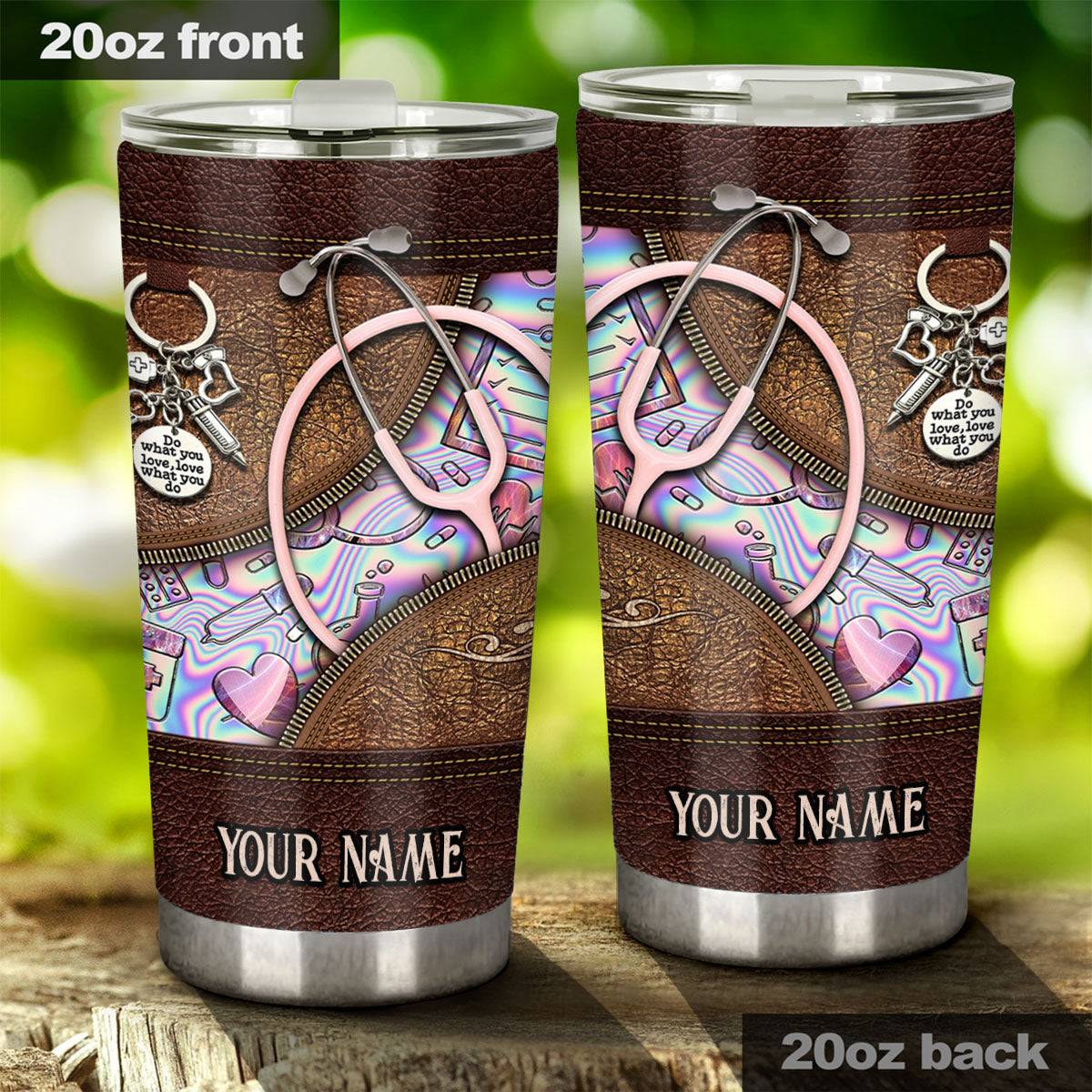 Pink Stethoscope - Personalized Nurse Tumbler