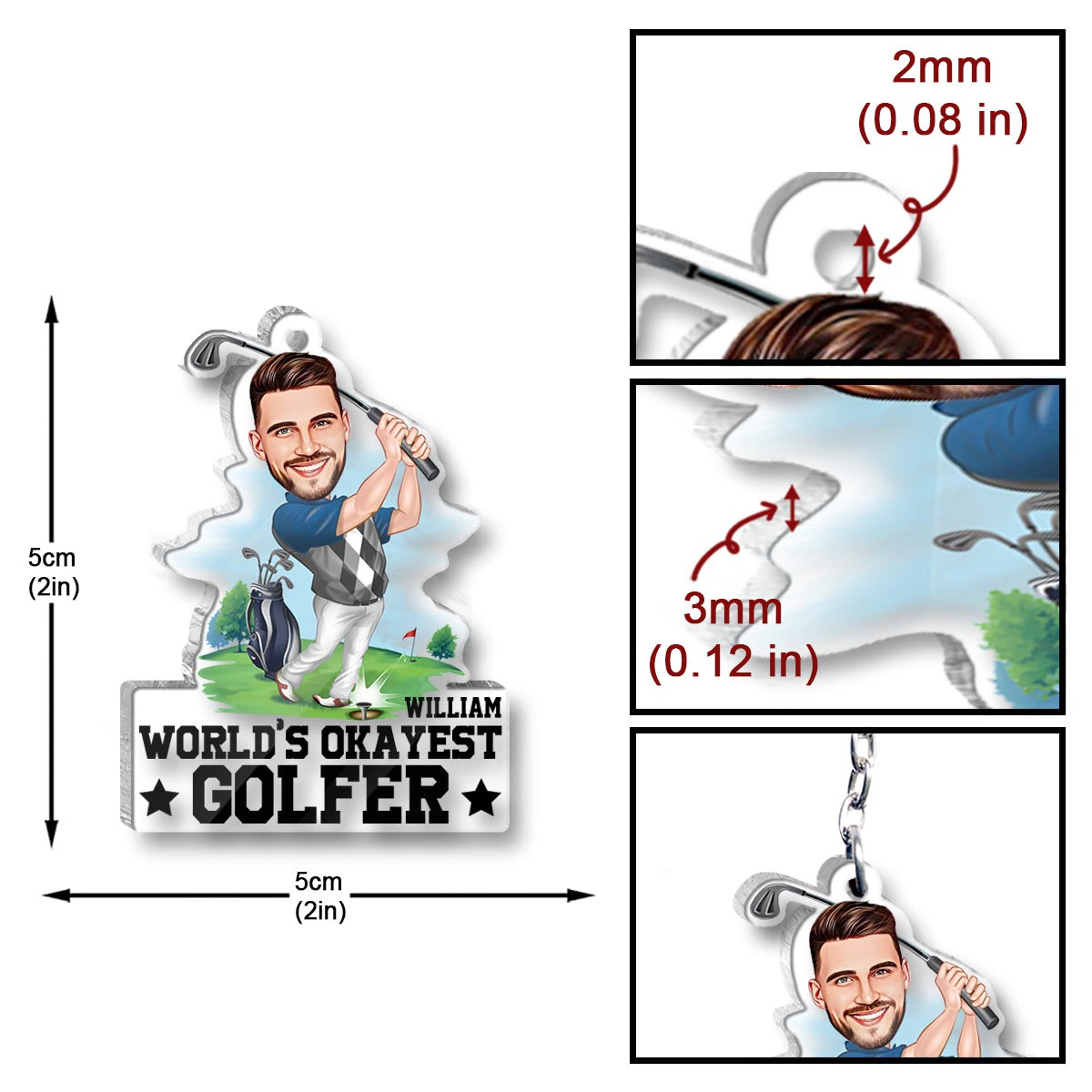 World's Okayest Golfer - Personalized Golf Keychain