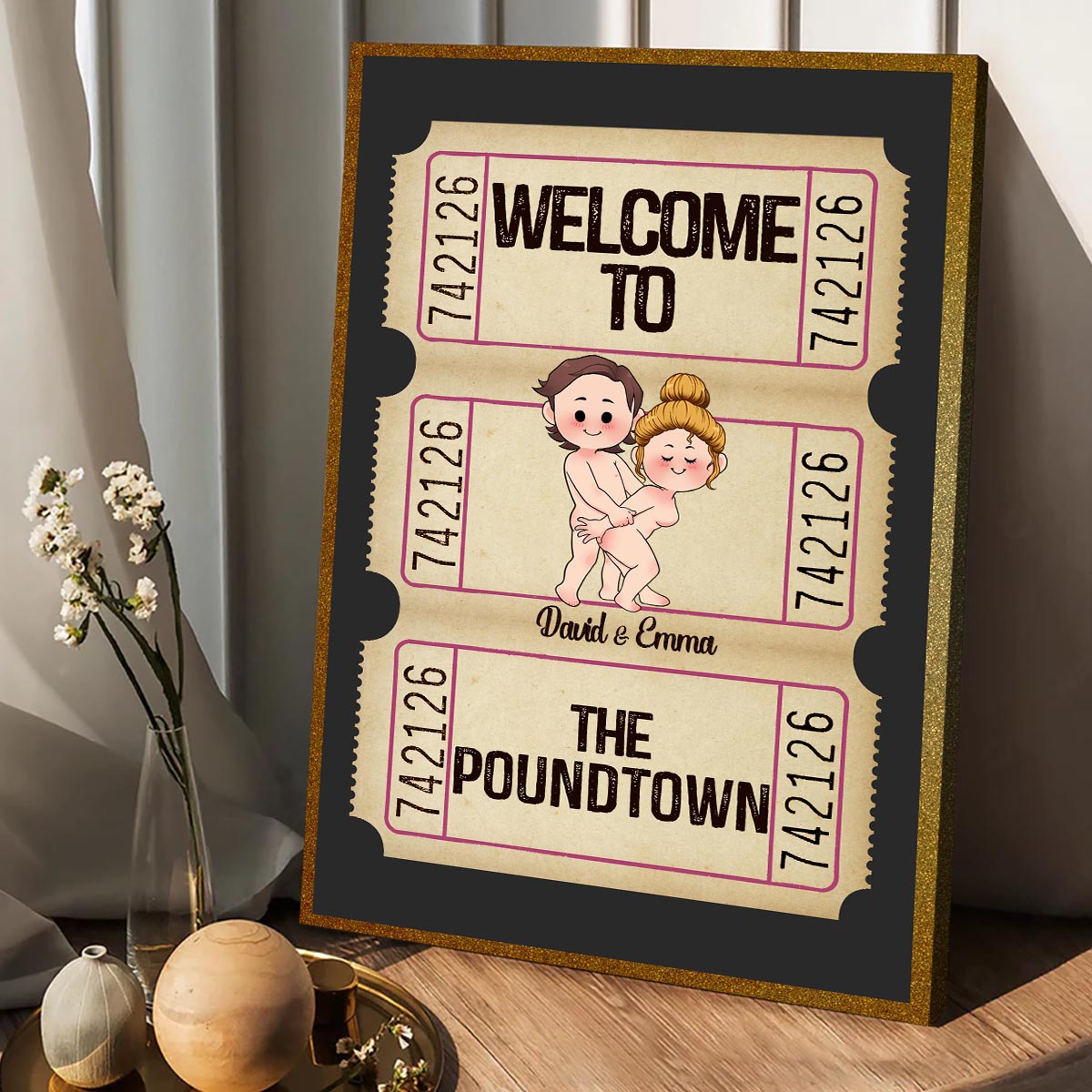 Bienvenue à Poundtown ! Adulte inapproprié - Toile et affiche personnalisées pour couples