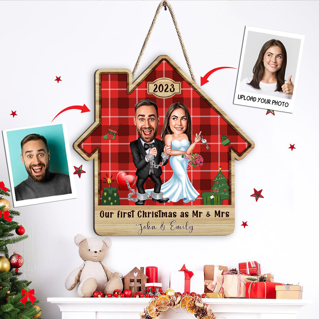Notre premier Noël - Panneau en bois personnalisé pour mari et femme
