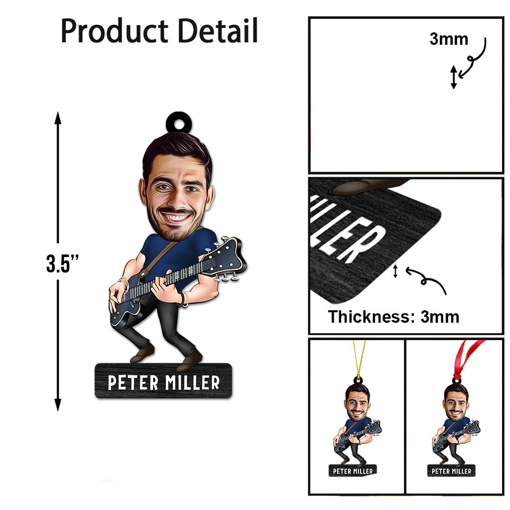 Guitariste humoristique - Cadeau guitare pour mari, lui, petit ami, père, fils - Ornement personnalisé