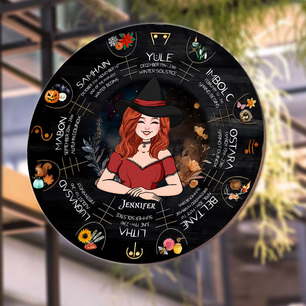 Roue de l'Année - Panneau rond en métal personnalisé Sorcière