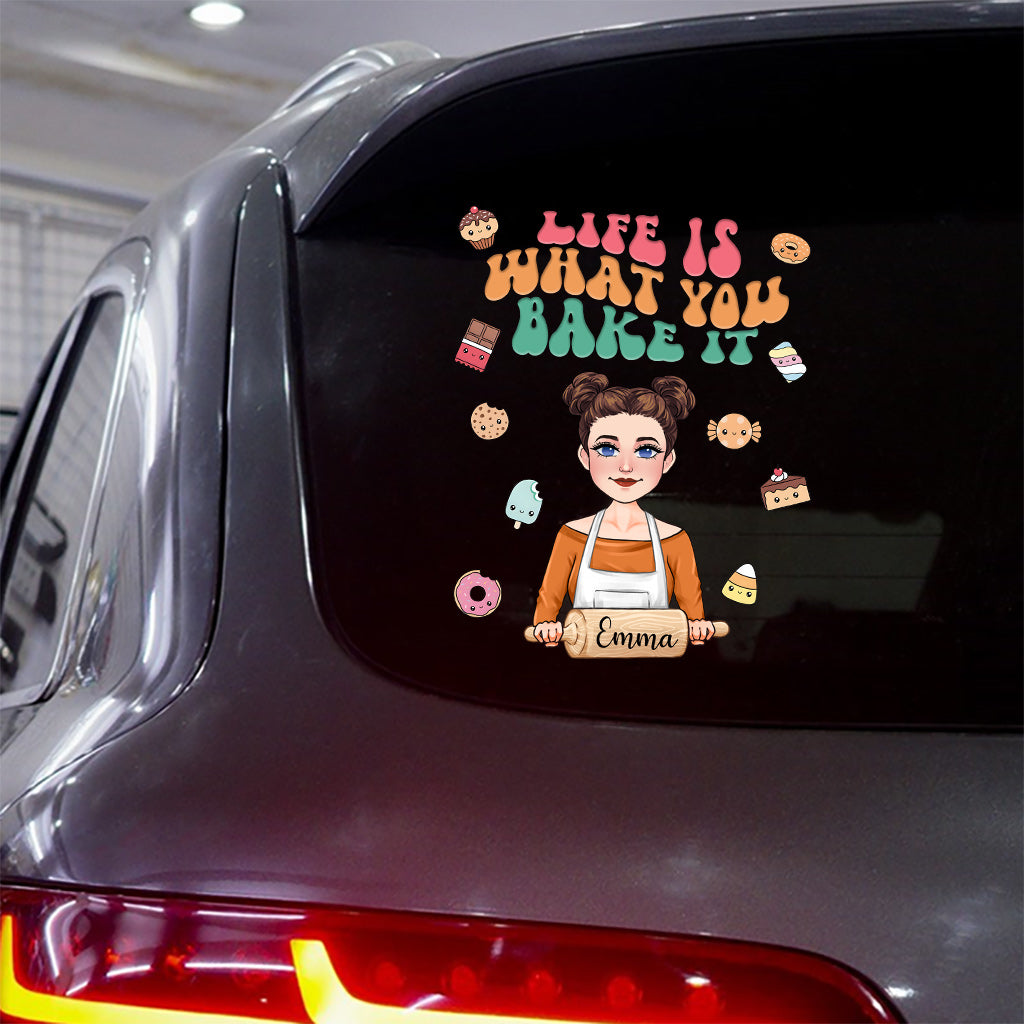 La vie est ce que vous en faites - Cadeau de pâtisserie pour maman, épouse, elle - Autocollant personnalisé découpé
