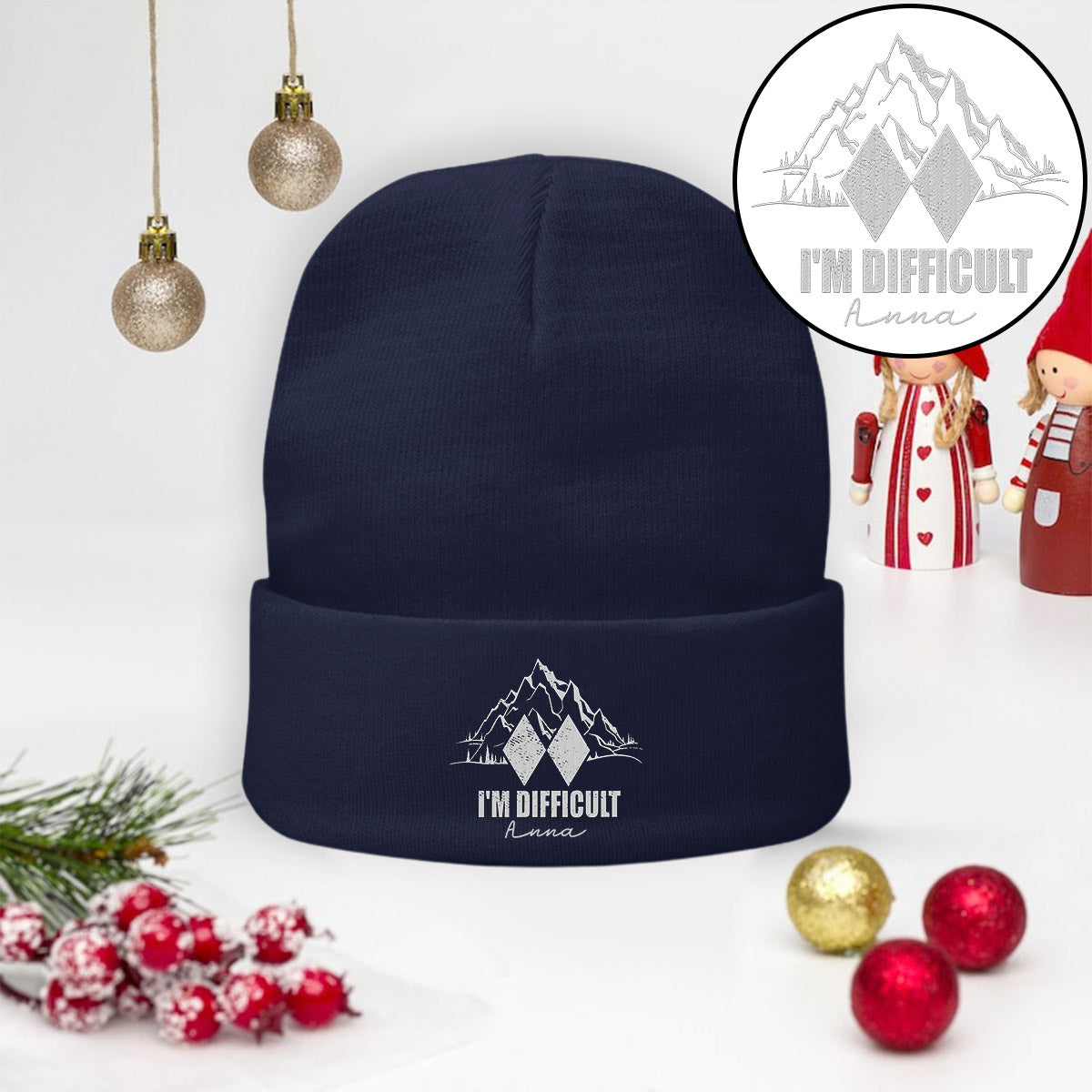 I'm Difficult - Personalized Skiing Embroidered Beanie