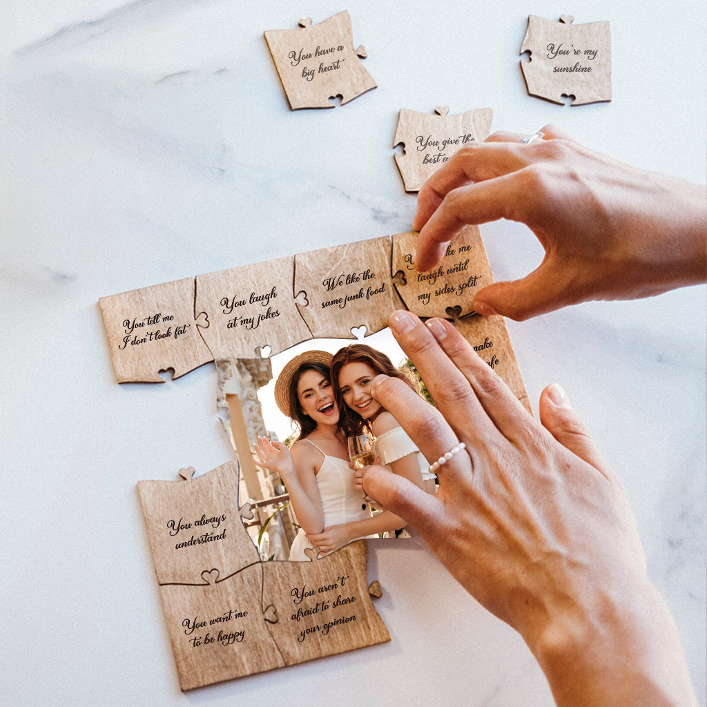 Pourquoi je t'aime, ma meilleure amie ? - Puzzle en bois personnalisé avec photo de ma meilleure amie