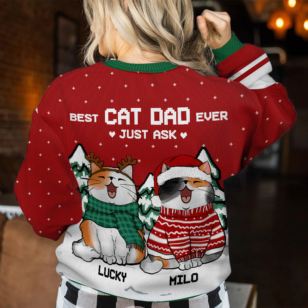 Meilleur papa chat du monde - Pull moche personnalisé pour chat