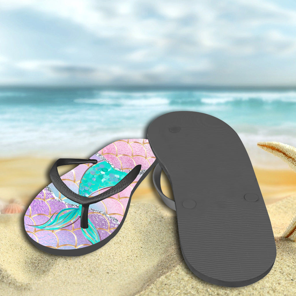 Sirène dans l'océan - Tongs personnalisées pour amoureux de la mer