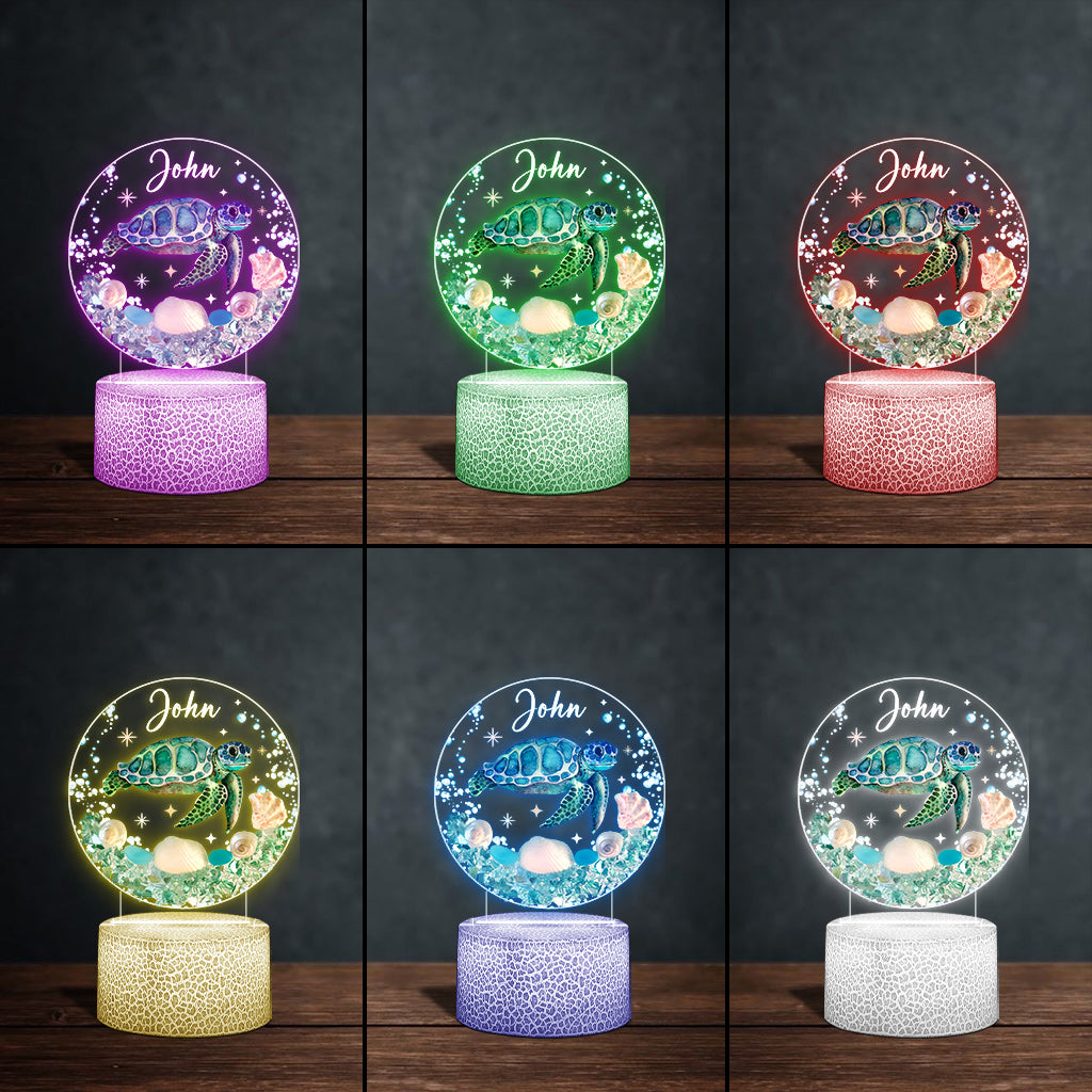 Plaque lumineuse personnalisée en forme de tortue « Love Turtle »