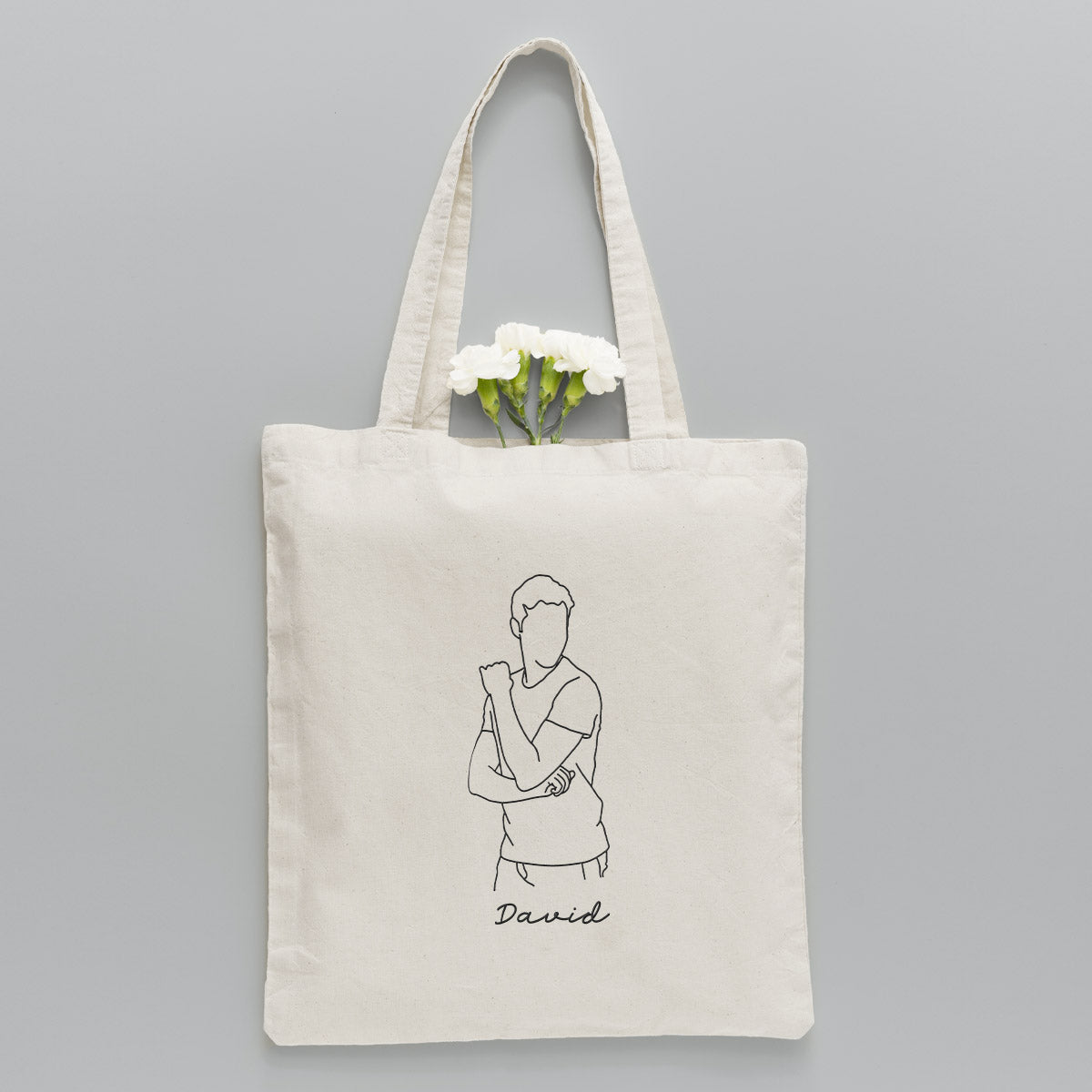 Sac fourre-tout brodé personnalisé avec photo au trait - Sac fourre-tout brodé personnalisé pour fils