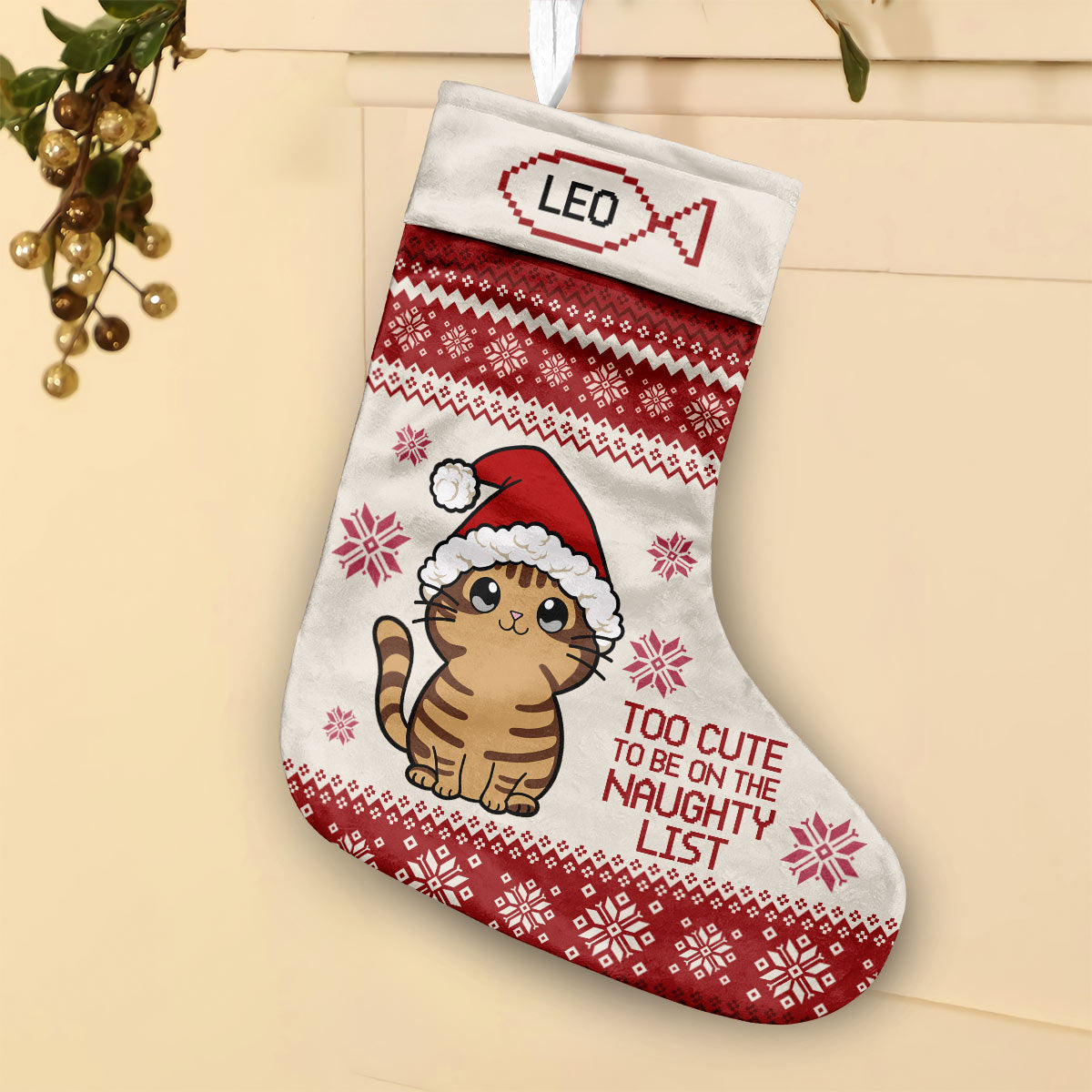 Trop mignon pour être sur la liste des vilains - Chaussettes de Noël personnalisées pour chats