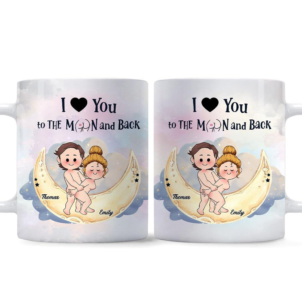 Je t'aime jusqu'à la lune et retour - Mug personnalisé pour couple