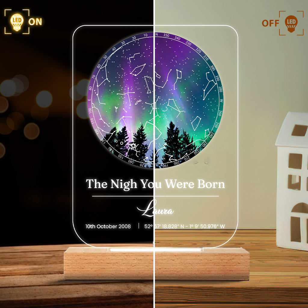 Plaque lumineuse personnalisée en forme de jour de naissance