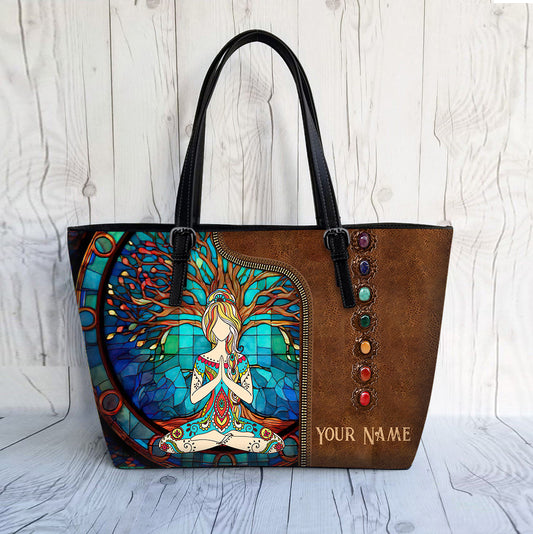 Namaste Green - Personalized Yoga Leather Bag