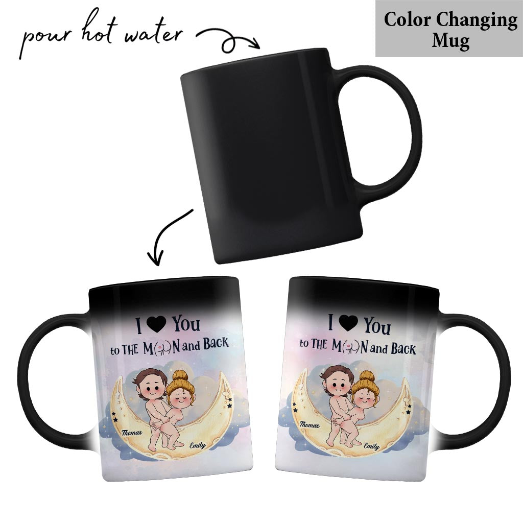 Je t'aime jusqu'à la lune et retour - Mug personnalisé pour couple