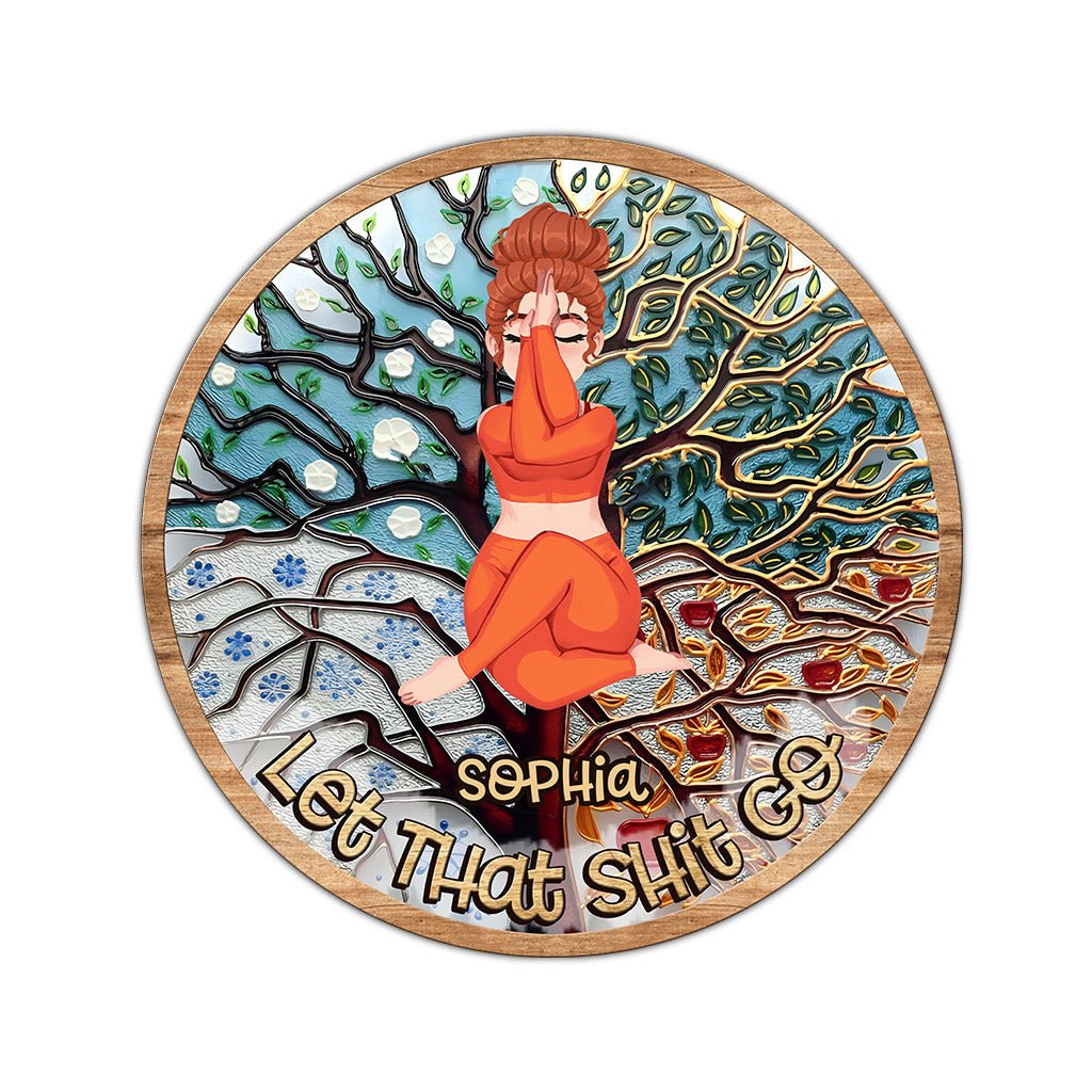 Lâchez prise - Tapis de yoga rond personnalisé