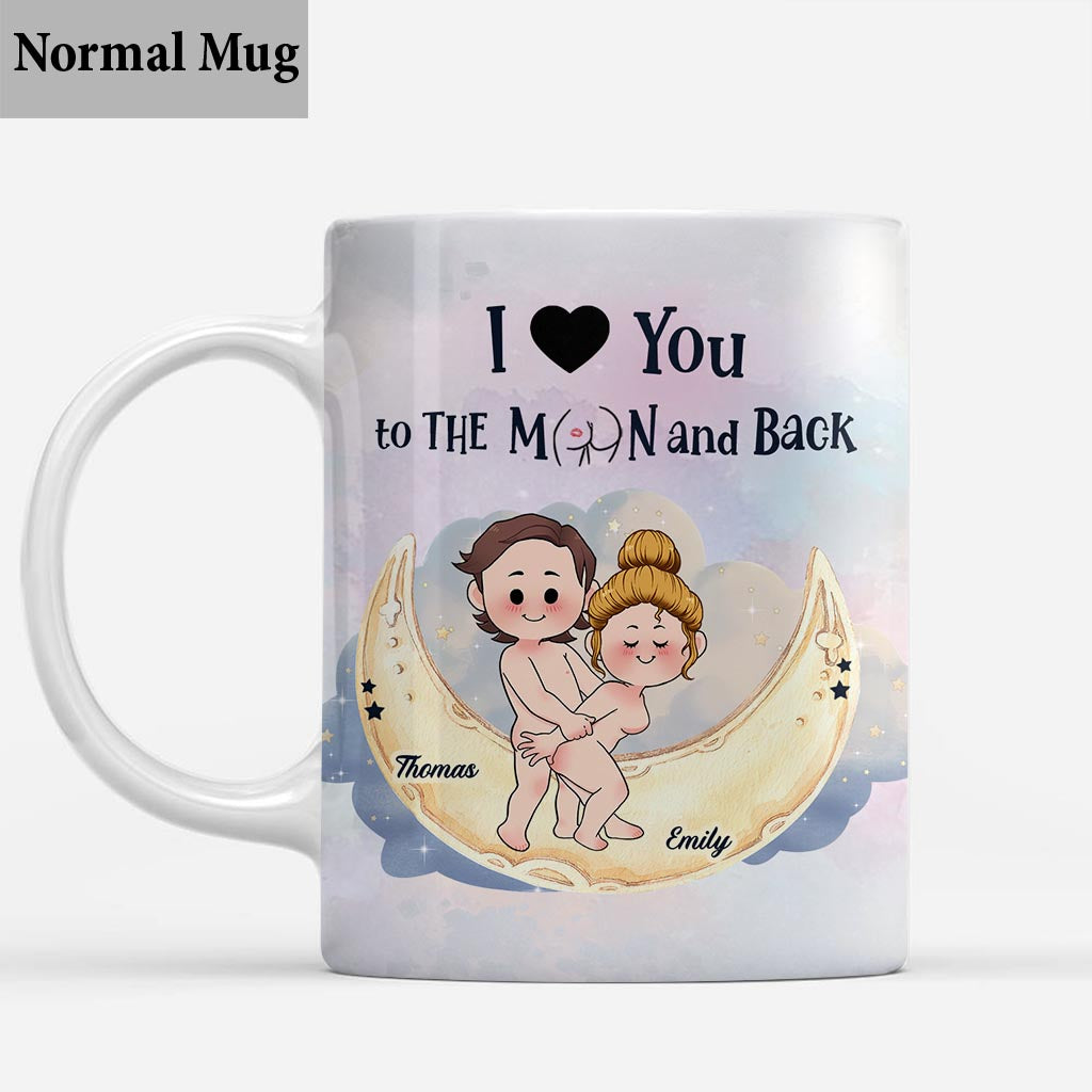 Je t'aime jusqu'à la lune et retour - Mug personnalisé pour couple