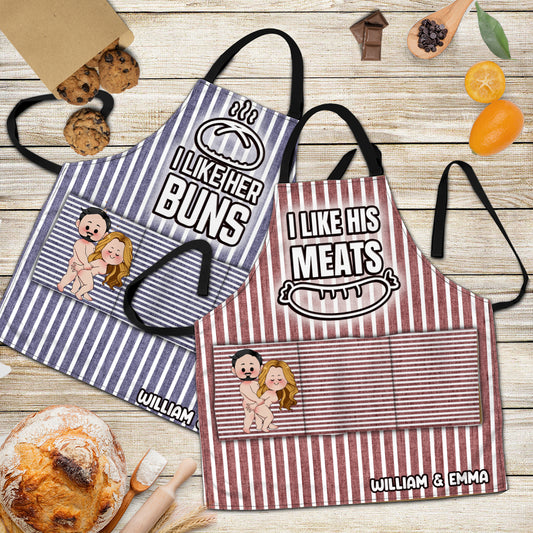 J'aime sa viande, j'aime ses petits pains - Tablier personnalisé pour couple