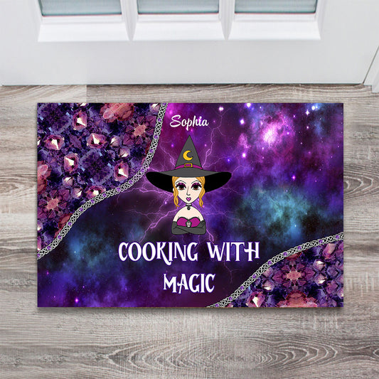 Cooking With Magic - Personalized Witch Doormat