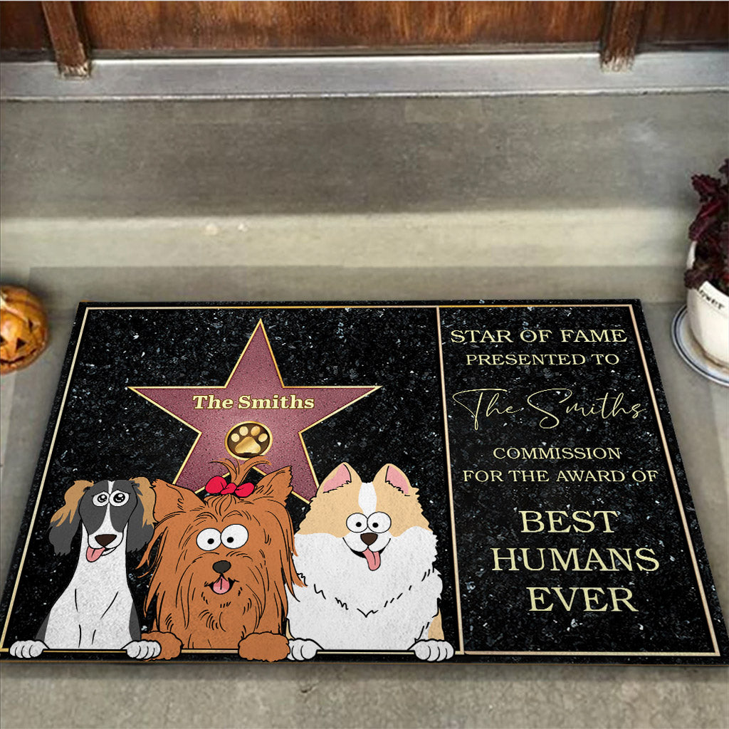 Star Of Fame Best Humans Ever - Personalized Dog Doormat