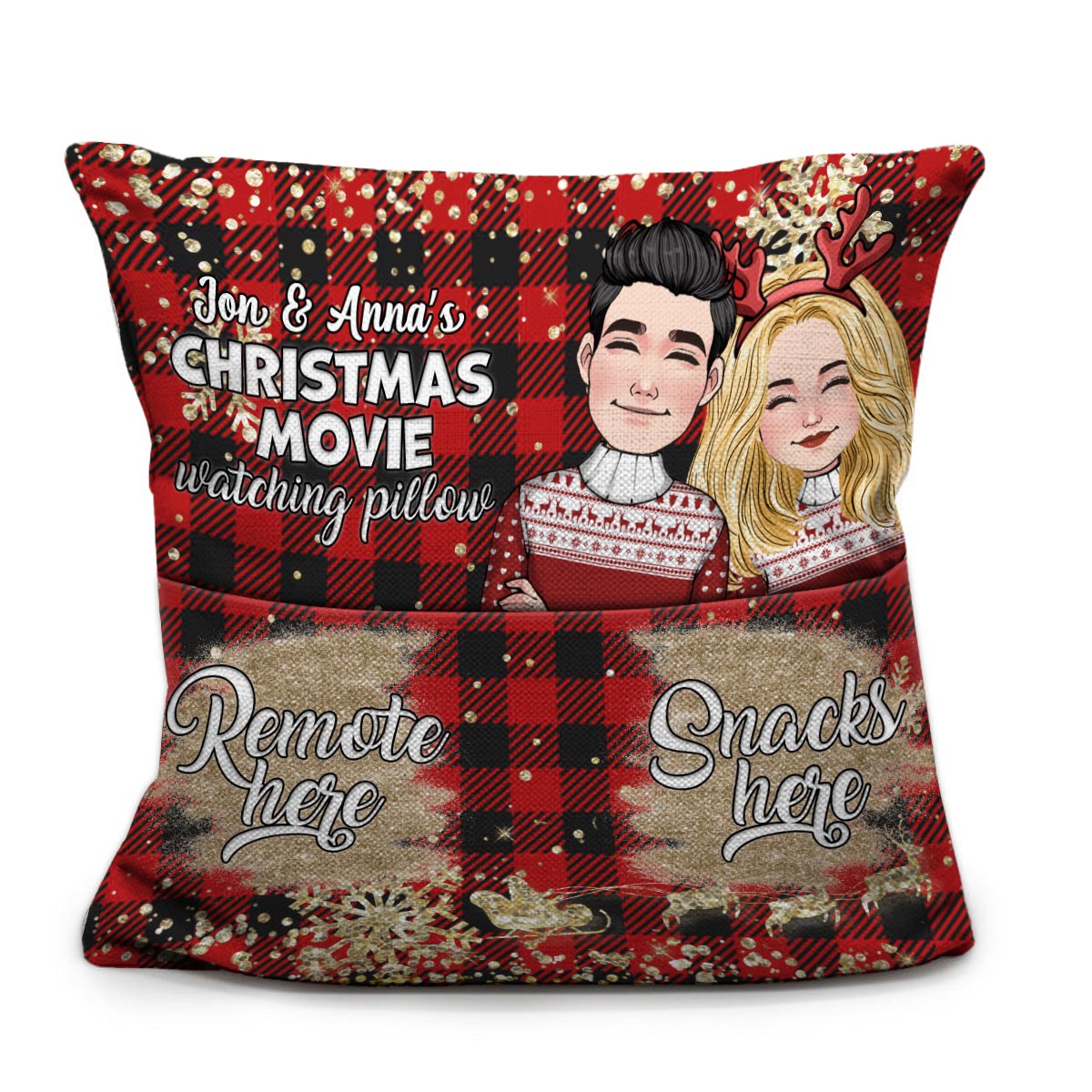 Christmas Movie Watching Pillow - Personalized Couple Pocket Pillow