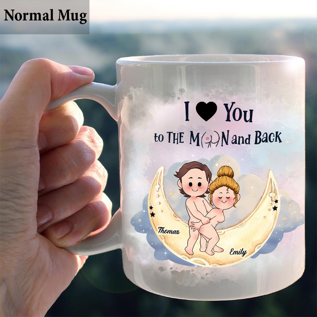 Je t'aime jusqu'à la lune et retour - Mug personnalisé pour couple