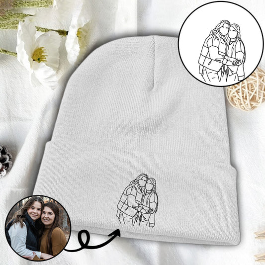 Bonnet brodé personnalisé avec photo pour frère/sœur