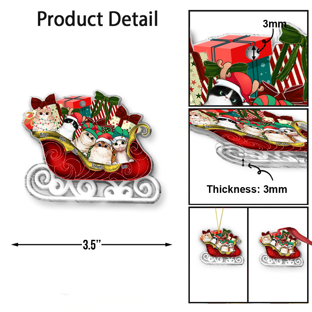 Joyeux Noël - Ornement transparent personnalisé en forme de chat