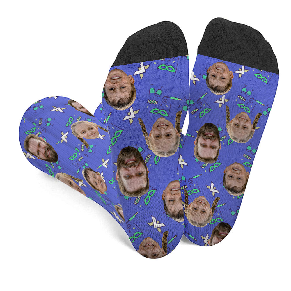 Chaussettes personnalisées pour papa, motif de fête à visage personnalisé - Chaussettes personnalisées pour papa