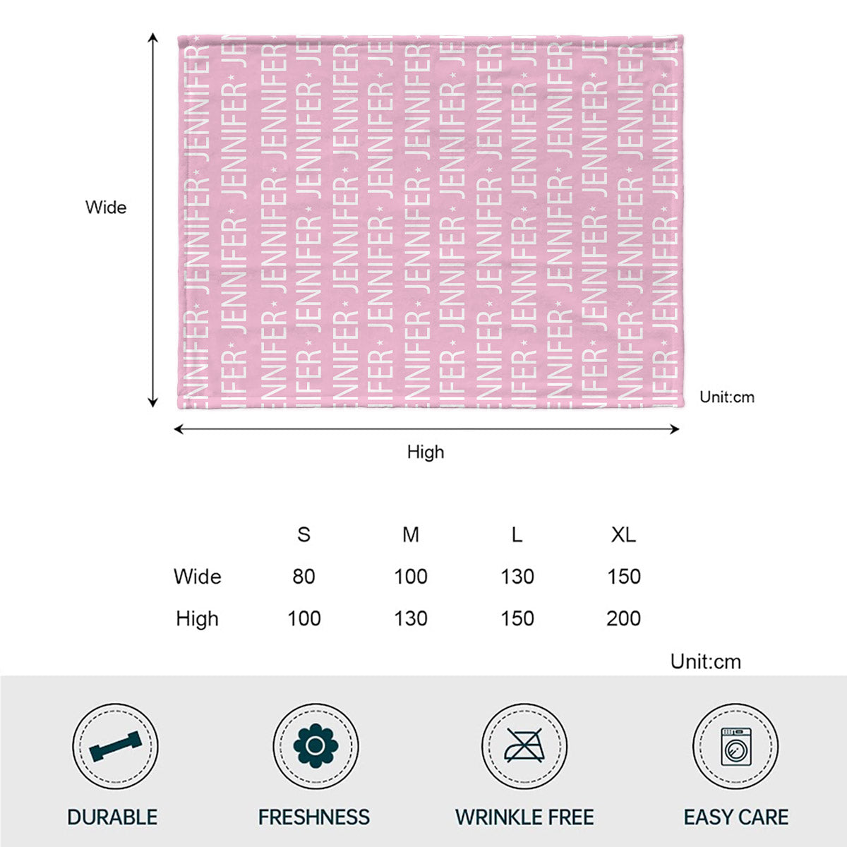 Couverture enfant personnalisée avec nom - Motif personnalisé