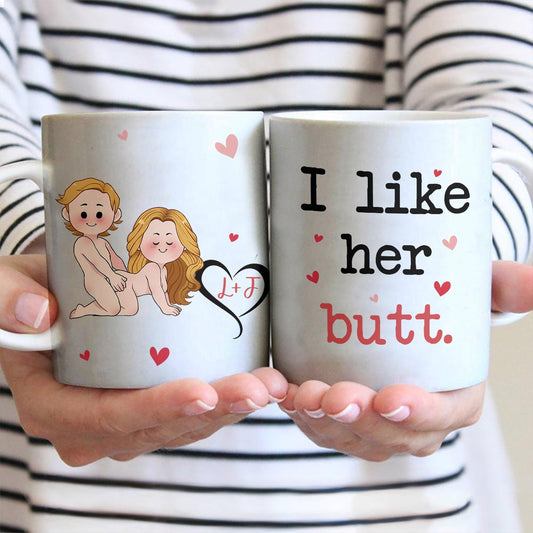J'aime sa barbe, j'aime ses fesses - Mug personnalisé pour couple